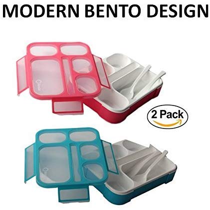 6 Compartment Lunch Boxes. Bento Box Lunchbox Snack Containers for Kids,  Boys Girls Adults. School Daycare Meal Planning Portion Control Container.