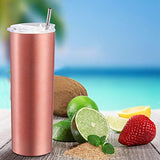 4 Pack Classic Tumbler Stainless Steel Double-Insulated Water Tumbler Cup with Lid and Straw Vacuum Travel Mug Gift with Cleaning Brush (Rose Gold/Black/White/Stainless, 20 oz)
