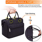 Leakproof Insulated Lunch Tote Bag with Adjustable & Removable Shoulder Strap, Durable Reusable lunch Box Container for Women/Men/Kids/Picnic/Work/School-Black
