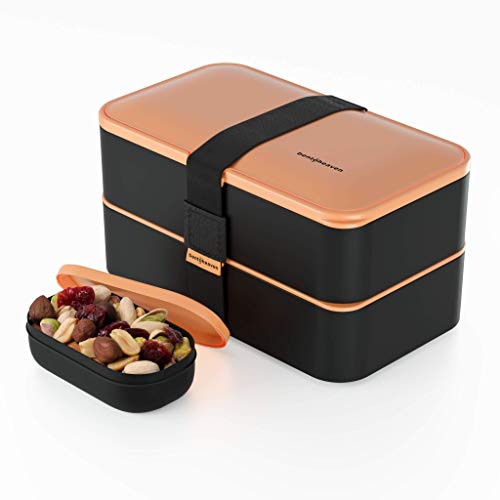 Premium Bento Lunch Box in 8 Modern Colors - 2 Compartments, Leak-proof - Includes Sauce Cup, Divider, Cutlery & Chopsticks - 40oz Japanese Bento Box for Adults & Kids - Zero Waste & Food-Safe