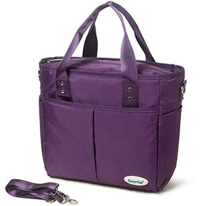 Insulated Lunch Bags for Women Work, SCORLIA Extra Large Lunch Tote Bag With Removable Shoulder Strap, Durable Reusable Cooler lunch Box with Side Pockets, Tall Drinks Holder for Women&Men, Purple