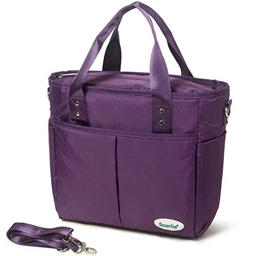 Insulated Lunch Bags for Women Work, SCORLIA Extra Large Lunch Tote Bag  With Removable Shoulder Strap, Durable Reusable Cooler lunch Box with Side
