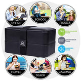 Umami Bento box for adults/children, new 2021 edition, includes 2 sauce pots & cutlery 3 pieces, lunch box for men/women, 2 meal prep containers, microwave & dishwasher & freezer safe, BPA free