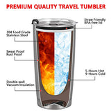 4 Pack Travel Tumblers with 8 Lids, Stainless Steel Double Wall Vacuum Travel Tumbler for Home School Office Camping, Insulated Travel Tumbler Works Good for Ice Drink, Hot Beverage(20 oz, Silver)
