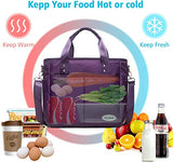 Insulated Lunch Bags for Women Work, SCORLIA Extra Large Lunch Tote Bag With Removable Shoulder Strap, Durable Reusable Cooler lunch Box with Side Pockets, Tall Drinks Holder for Women&Men, Purple