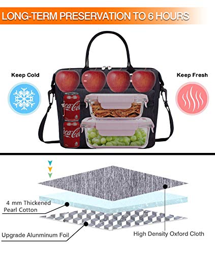Women Lunch Bag Tote Leakproof Insulated Reusable Lunch Box With Adjustable  Shoulder Strap For Work School Travel Picnic L Black